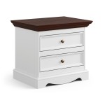 Nočný stolík, borovica, farba biela - orech, séria Belluno Elegante