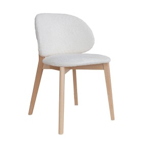 Čalúnená stolička krémová s drevenými nohami CM01 Pecora