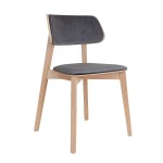 Čalúnená stolička sivá s drevenými nohami RIV96 Como