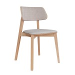 Čalúnená stolička béžová s drevenými nohami CL03 Como