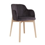 Čalúnená stolička sivá s drevenými nohami RIV97 Fondo