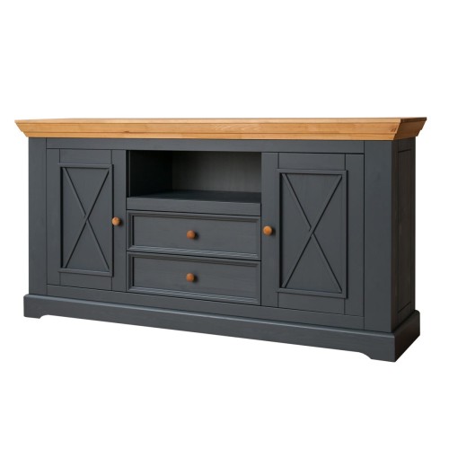 Komoda 2.2, borovica, farba grafit - dub, séria Marone