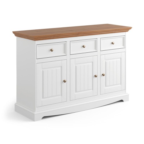 Komoda 3.3, borovica, farba biela - dub, séria Belluno Elegante