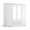 Skriňa 4D so zrkadlom, borovica, farba biela, séria Belluno Elegante