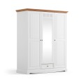Skriňa 3D so zrkadlom, borovica, farba biela - dub, séria Belluno Elegante