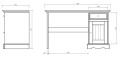 Písací stôl jednoduchý, borovica, farba biela - dub, séria Belluno Elegante