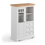 Vitrína 1.3 sklo, borovica, farba biela - prírodná borovica, séria Belluno Elegante