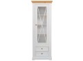 Vitrína úzká sklo, borovica, farba biela - dub, séria Marone