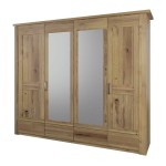 Skriňa 4D so zrkadlom, dub, farba prírodný dub, séria Lago
