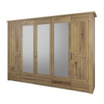 Skriňa 5D so zrkadlom, dub, farba prírodný dub, séria Lago