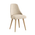 Čalúnená stolička béžová s drevenými nohami M03 Bresso