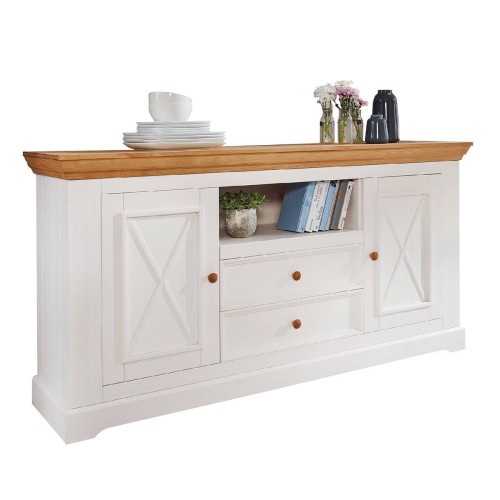 Komoda 2.2, borovica, farba biela - dub, séria Marone