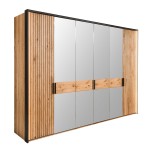 Drevená skriňa 6D so zrkadlom z masívu dubu Pianoli